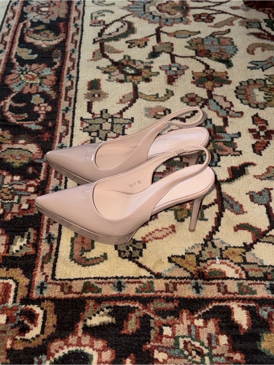 Xin Jing Shoes - Patent Nude Slingback Platform Pumps
